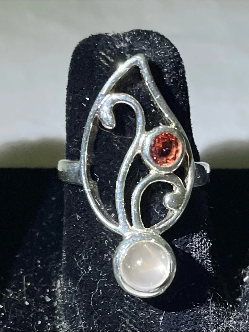 Garnet and Rose quartz ring